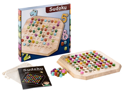 Sudoku aus Holz - Brettspiel - Konzentration-, Denk- und Strategiespiel - Förderung der Logik und Mathematik